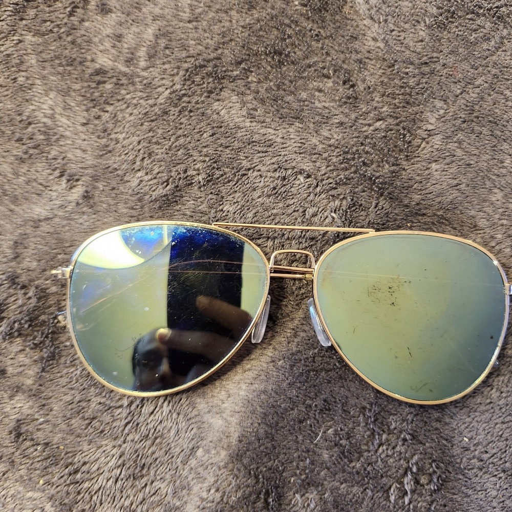 Shiny Gold Grandpa Thin Aviator Gradient Sunglasses
